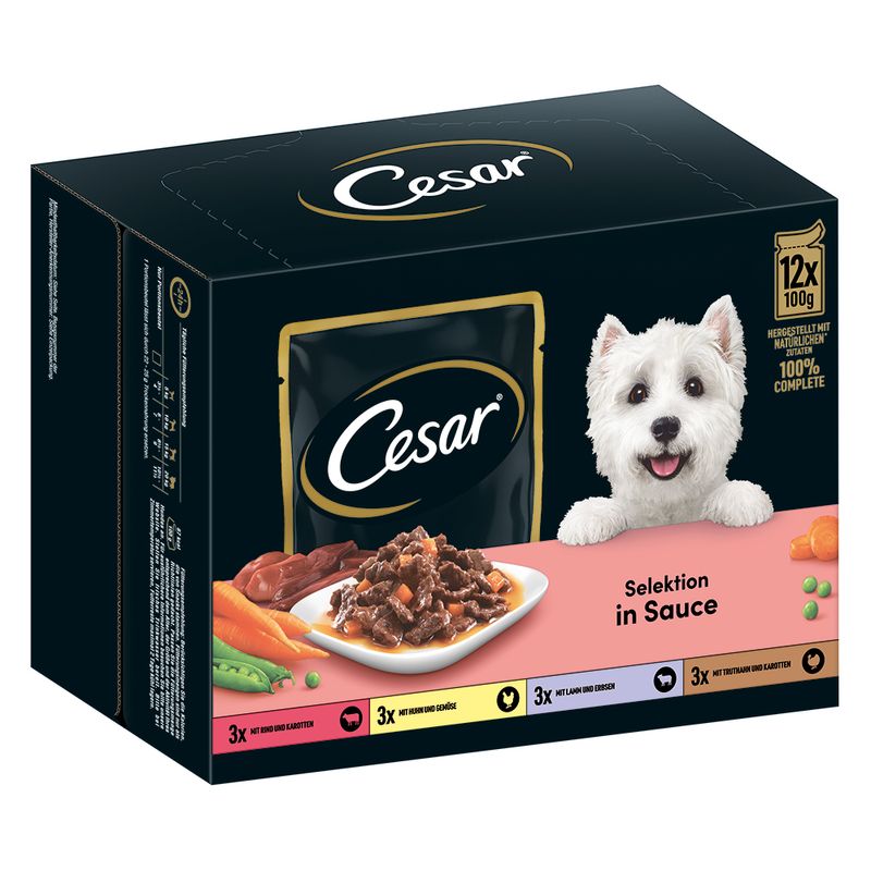 Cesar Sélection en sauce viande et légumes pour chien
