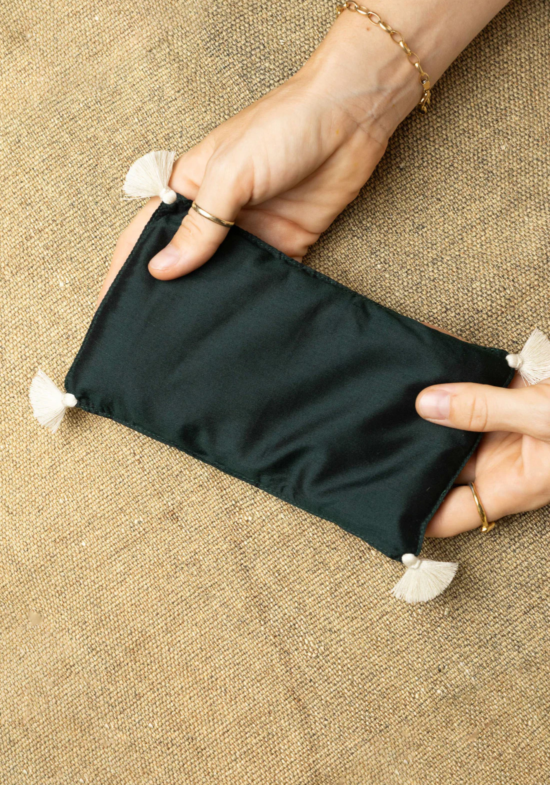YOOMEE Augenkissen Eye Pillow Raha Tassels Emerald