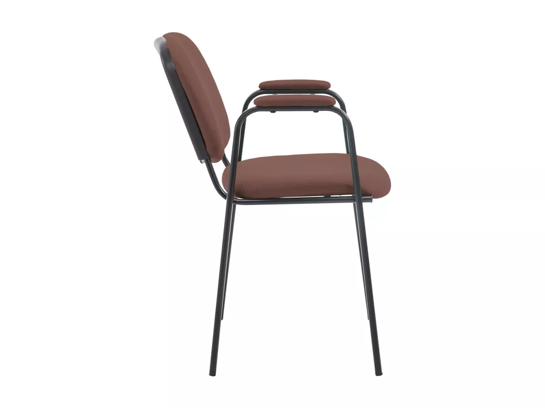 Chaise de conférence - Tissu & Métal noir mat - Marron - Ken Pro