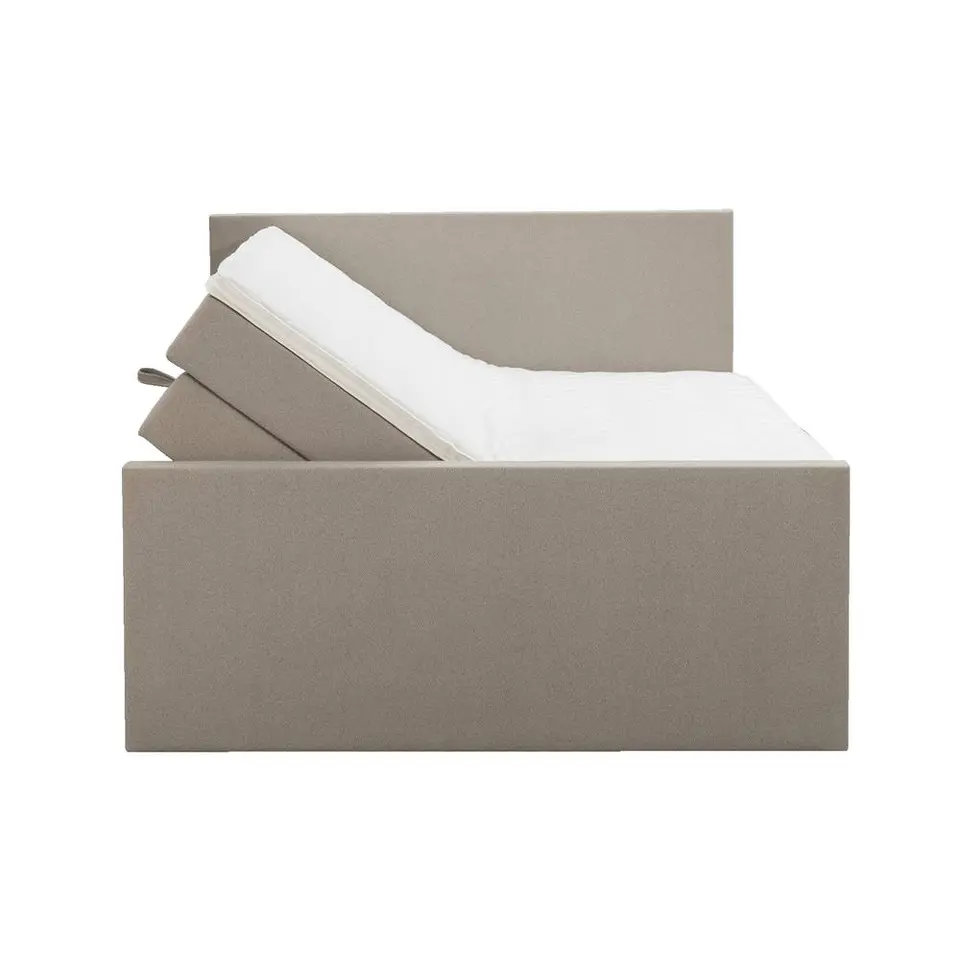 Boxspring met opbergruimte en voetbord Liv egaal - beige - 140x200cm
