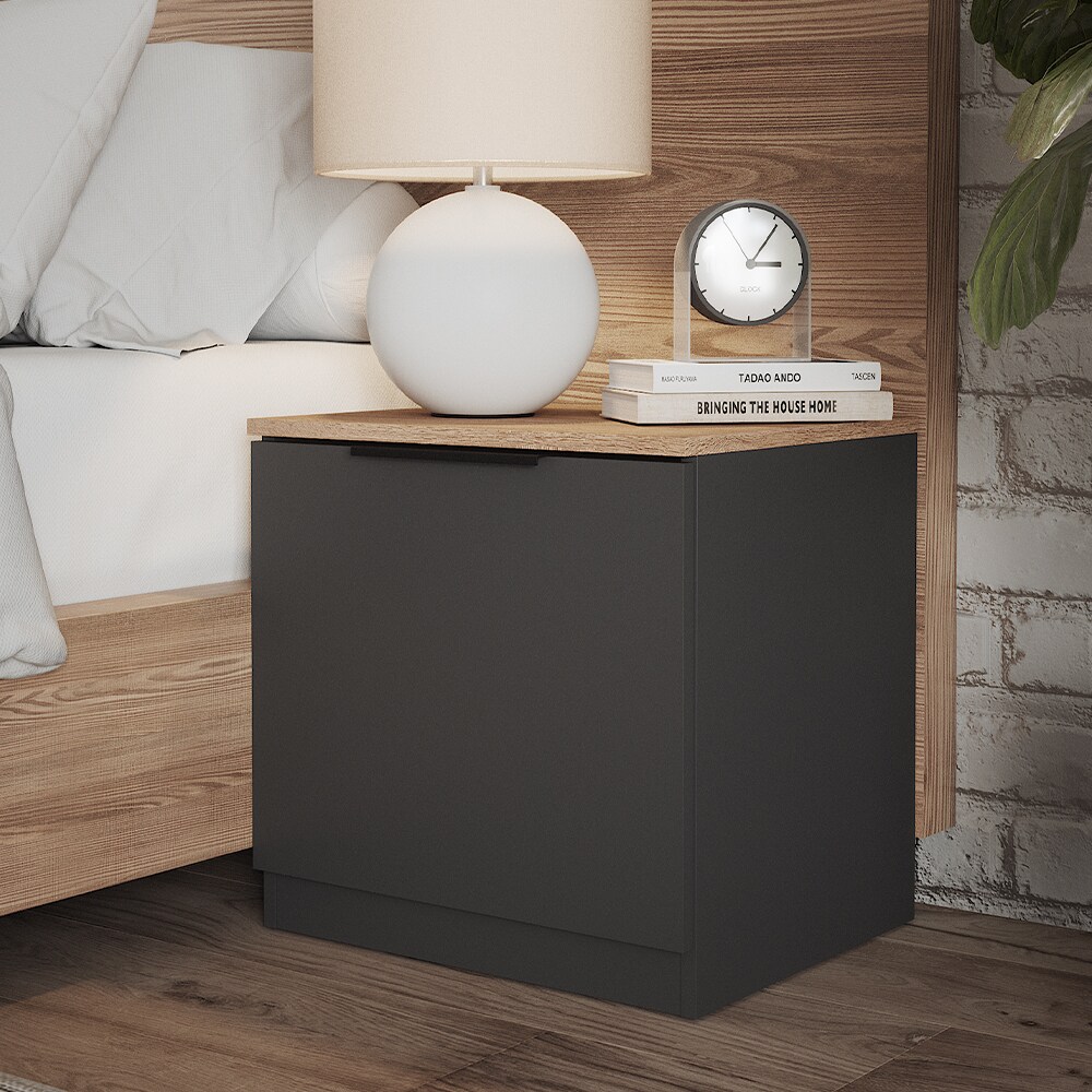Vicco Nachttisch Betti 2er Set, 50 x 50 cm, Anthrazit Sonoma mit 1 Klappe, Schlafzimmer