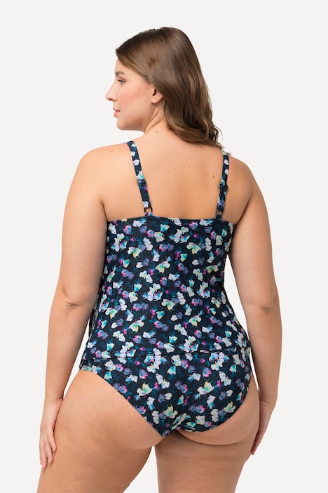 Bellieva-Tankini, Zweiteiler, Blumenmuster, Raffung, verstellbare Träger