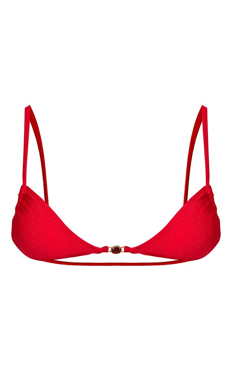 Rouge Haut De Bikini Triangle Froncé Shine Swim