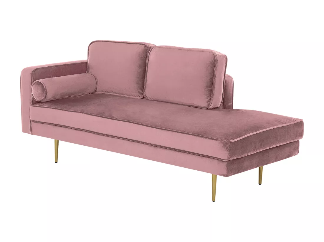 Chaise longue rose poudré côté droite MIRAMAS