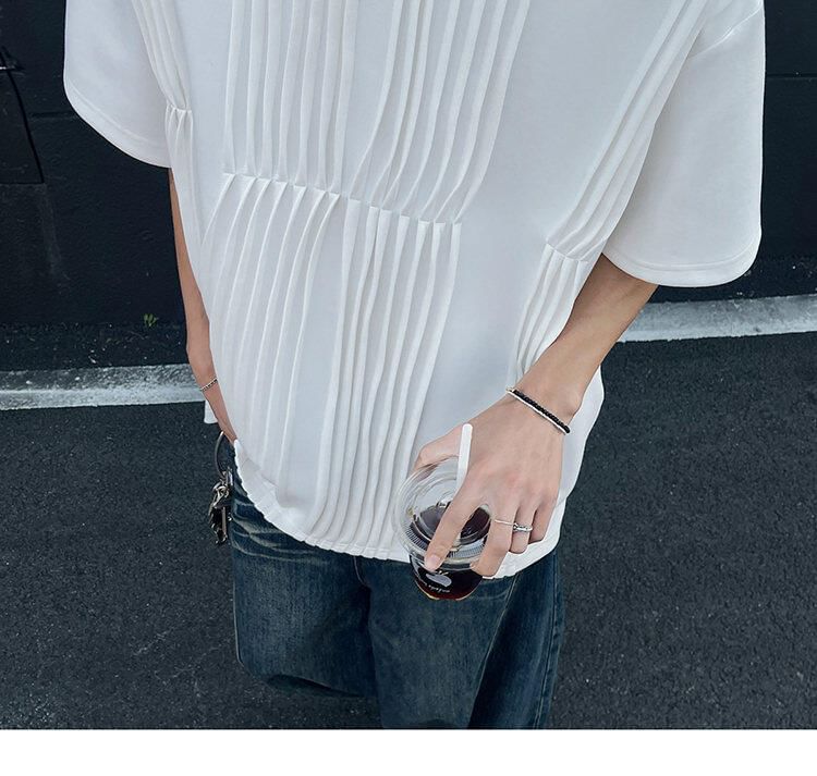 Freehop - T-shirt met korte mouwen, ronde hals en effen ribbels