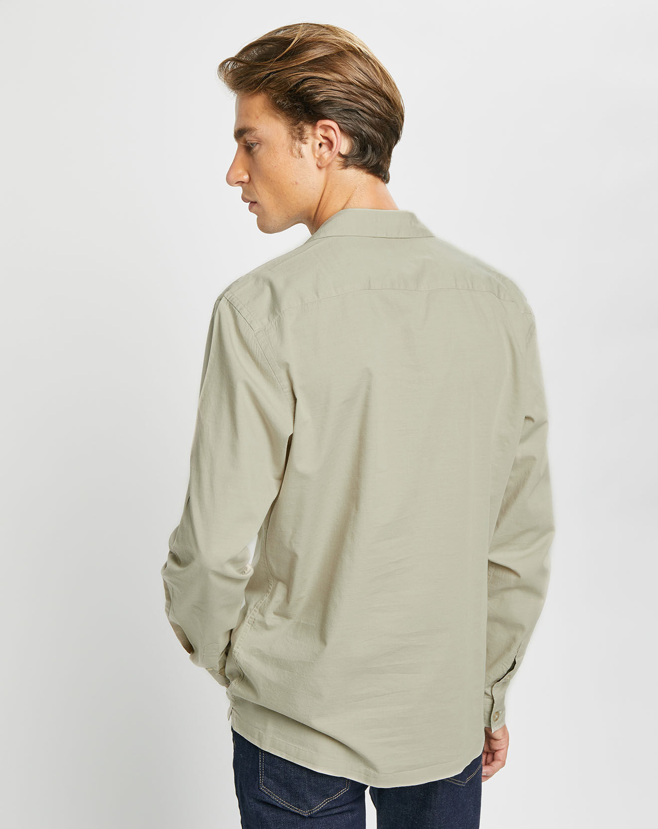 Hackett London Chemise Slim Fit en Laine mélangée beige