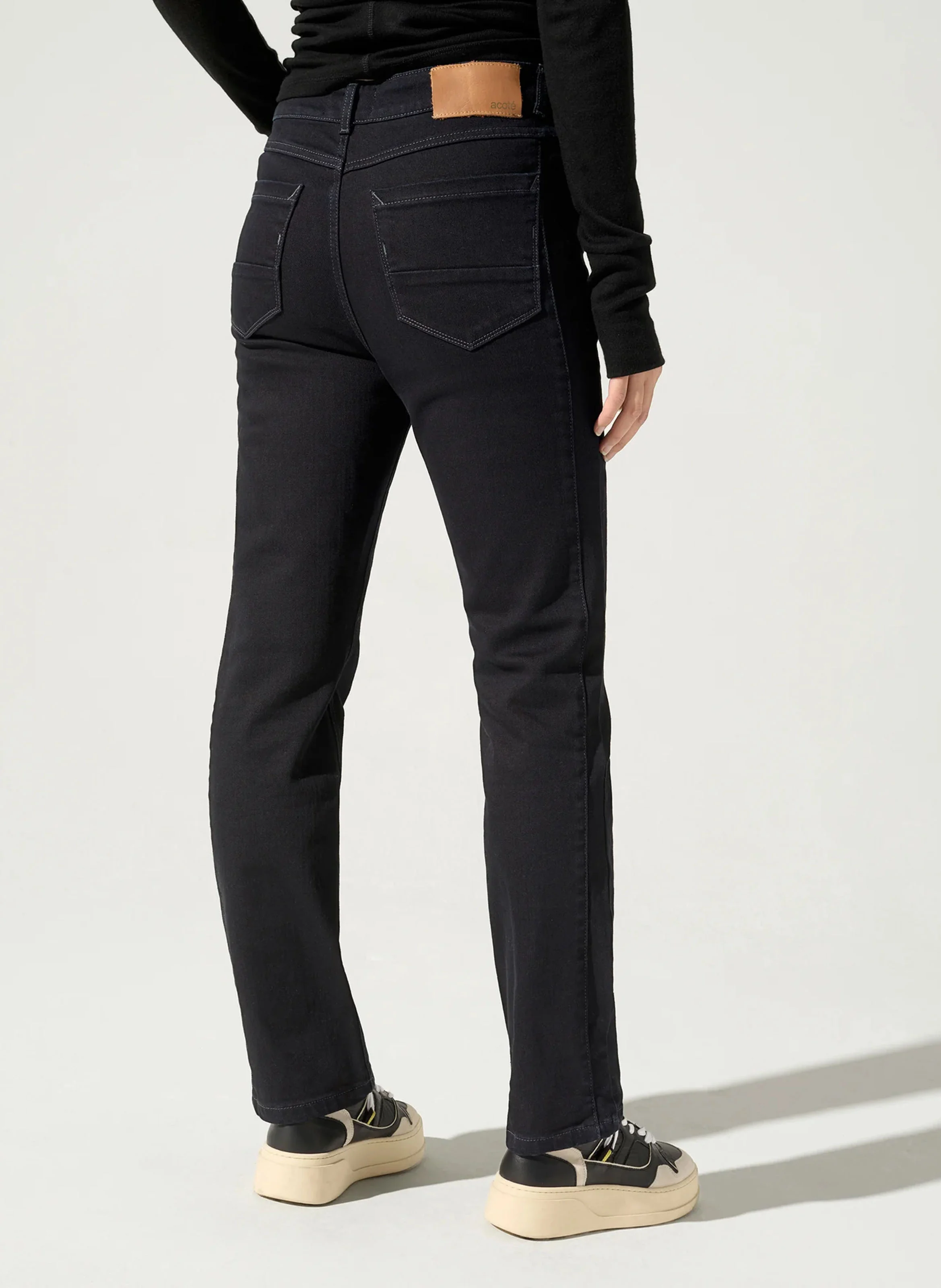 SARA - Jean slim taille haute en coton mélangé | Noir