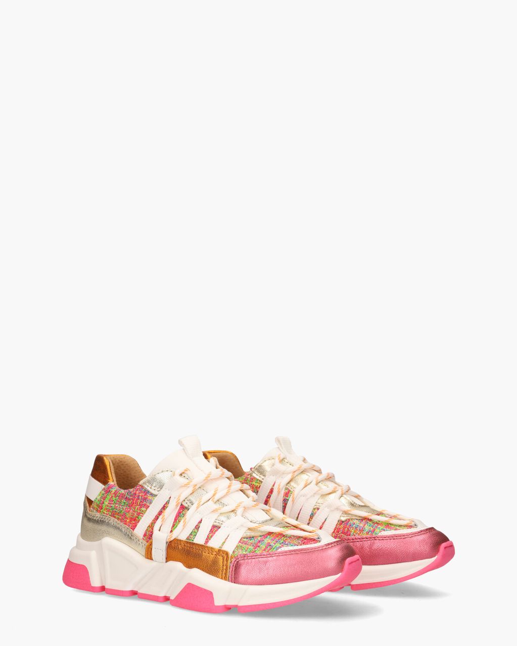 DWRS Label Los Angeles Tweed Roze/Multicolor Damessneakers