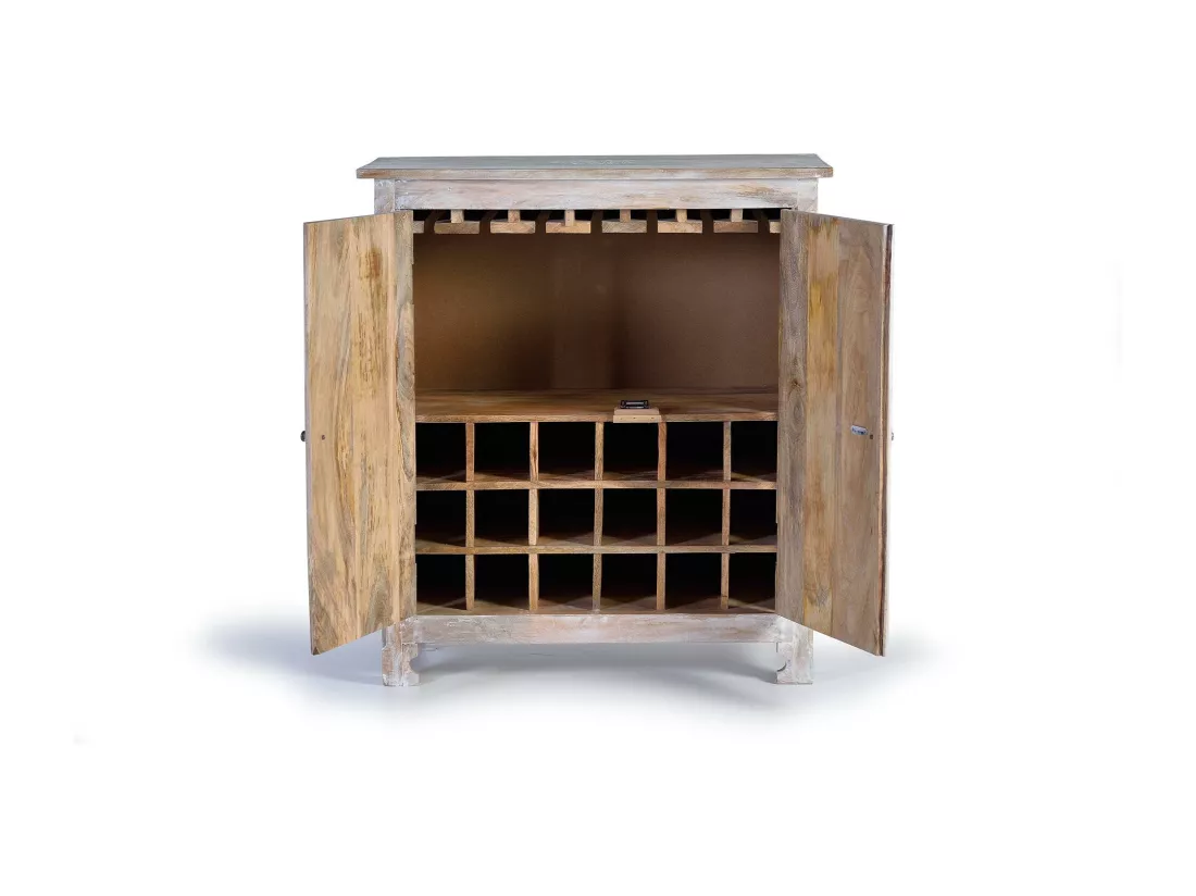 Meuble bar en manguier blanc vieilli Blanco.Giner y Colomer.90x40x80