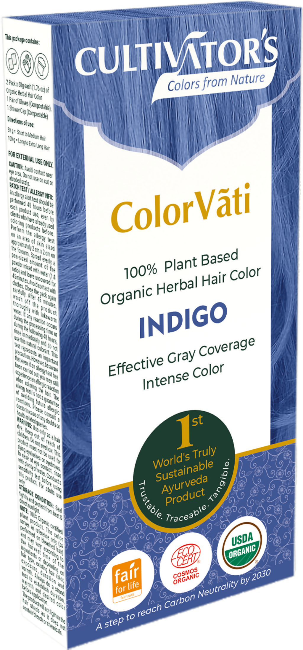 CULTIVATOR'S  ColorVãti Organic Herbal Hair Color - Indigo, 100 g