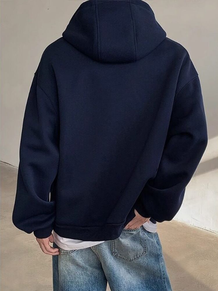 Giuliana - Henley effen hoodie