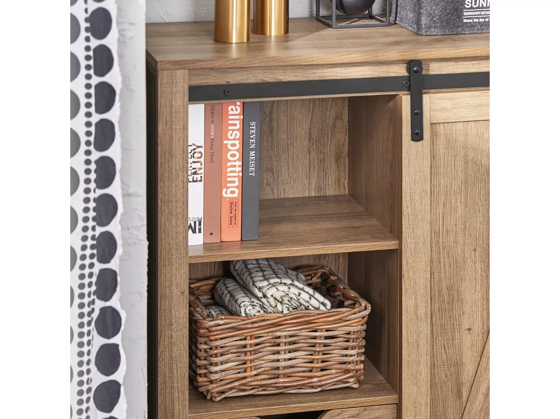 Armoire à Chaussures Commode à Chaussures Commode avec Porte de Grange Coulissante, FSB59-BR