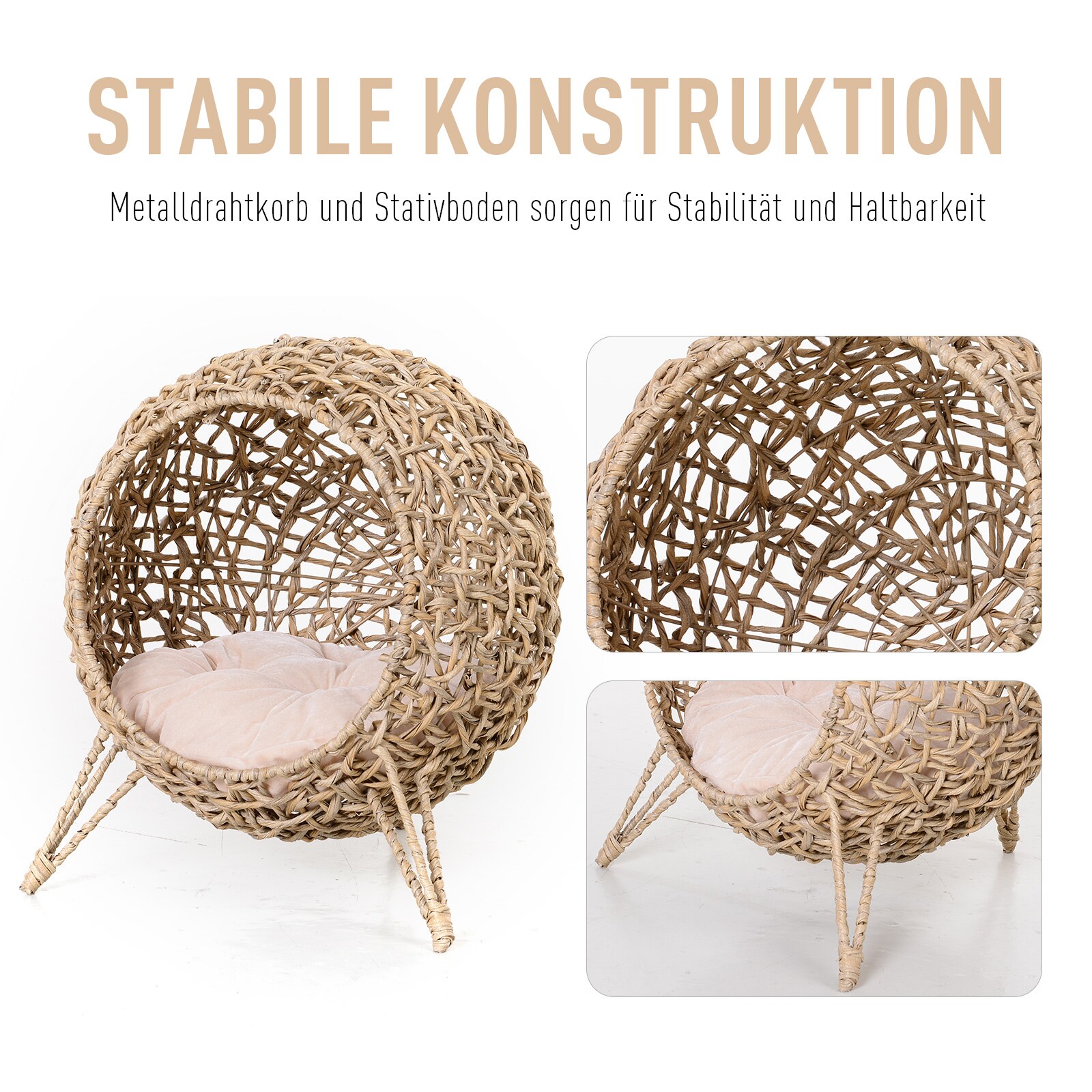 PawHut Katzenkorb mit Kissen 52 x 58 cm (ØxH)