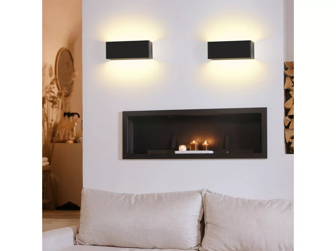 NETTLIFE LED Applique murale intérieure - Eclairage mural noir 5W Spot mural Up Down Lampe d'escalier Faisceau réglable 3000K Blanc chaud