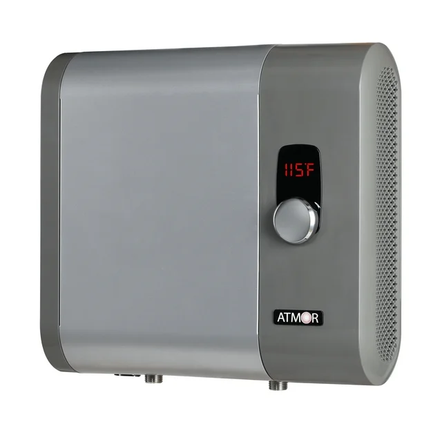 Aquecedor de água elétrico instantâneo Atmor de 18 kW e 3,73 GPM, ideal para residências com 1 quarto, com capacidade para até 3 usos simultâneos.