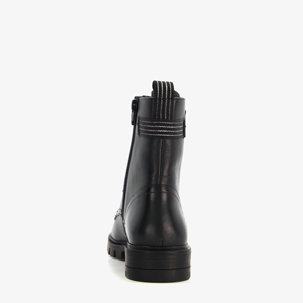 Harper leren dames veterboots zwart