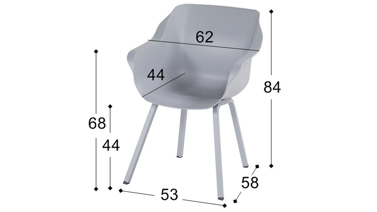 Tuinstoel Misty Grey 11.680.006 Sophie Element B62 x D58 x H84 cm