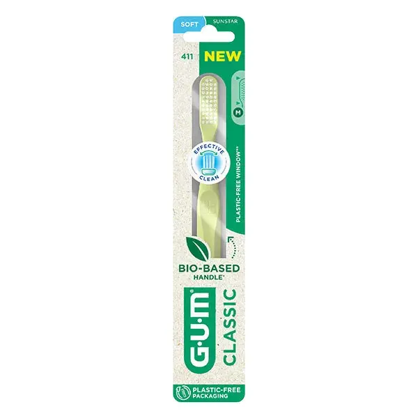 Escova de dentes Gum Classic Bio-sourced Soft com cabeça grande 18/100