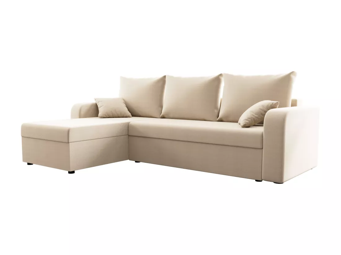Canapé d'angle convertible et réversible en tissu beige ONABIA