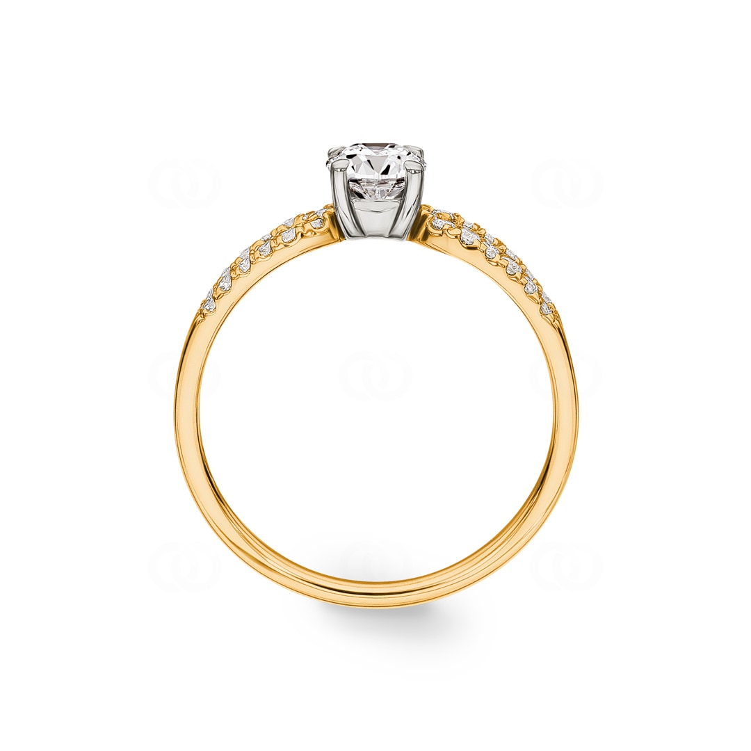 Verlobungsring 750/18 K Gelb- / Weissgold mit Diamanten 0.72 ct H/si