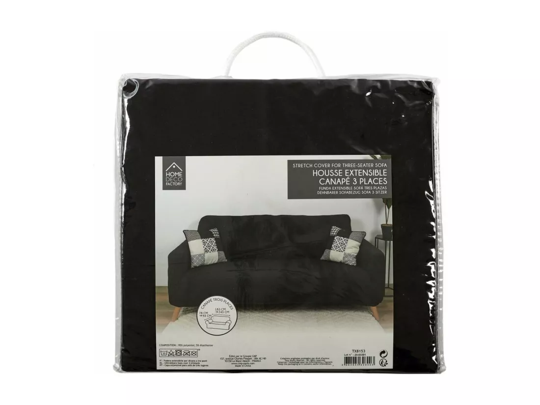 Housse Extensible Canape Trois Places Noir