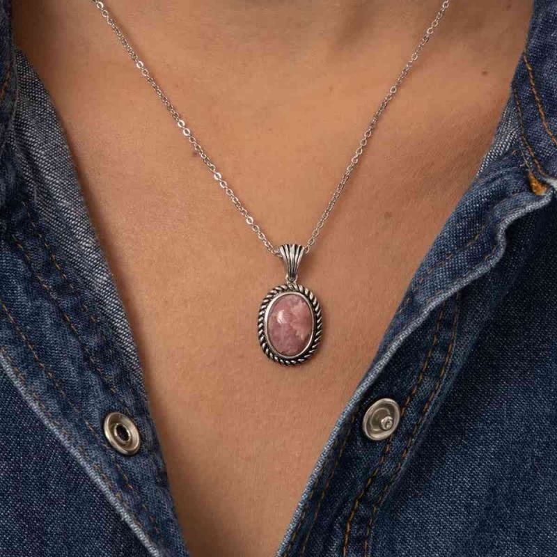 Pendentif argent massif et pierre naturelle