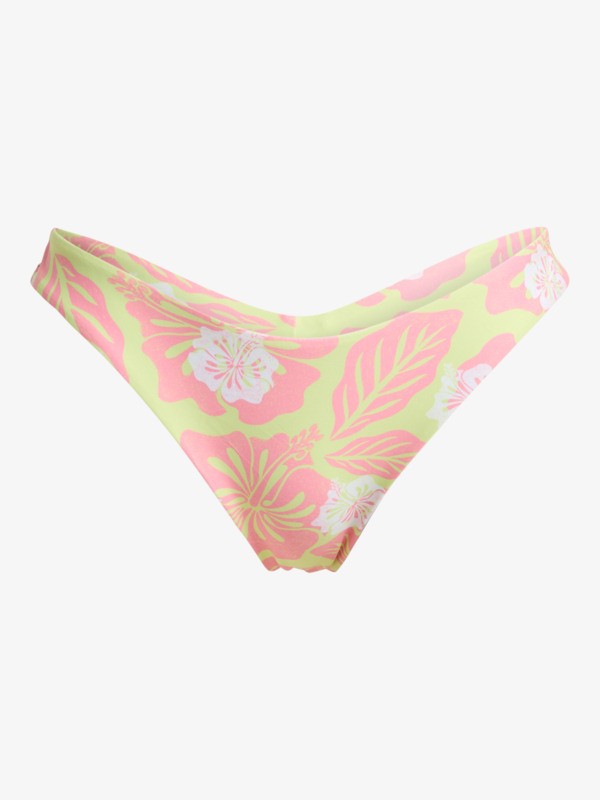 Hibiscus Hype RV Cheeky High Leg Bas de bikini réversible Vert Femme