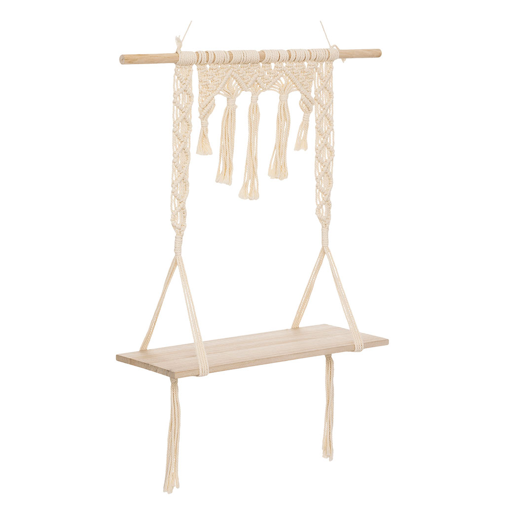 Etagère bois macramé 60x80x20cm