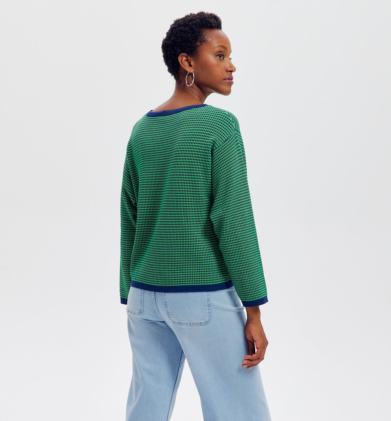 Pull effet jacquard Femme - Imprimé vert