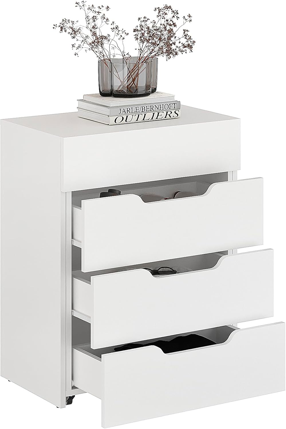 KOMTO Schreibtisch Weiß mit 3 Schubladen – Computertisch, Klappschreibtisch mit Stauraum, PC Tisch, Bürotisch für kleine Räume | Table FOLDY2 128 x 60 x 75 cm