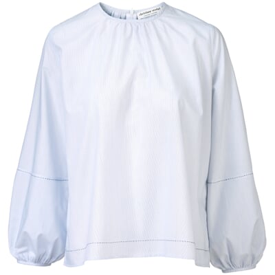 Damen-Oversizebluse feingestreift, Weiß-Blau