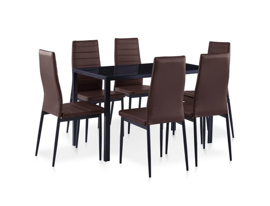 VIDAXL - Ensemble table et chaises Ensemble à dîner 7 pcs marron