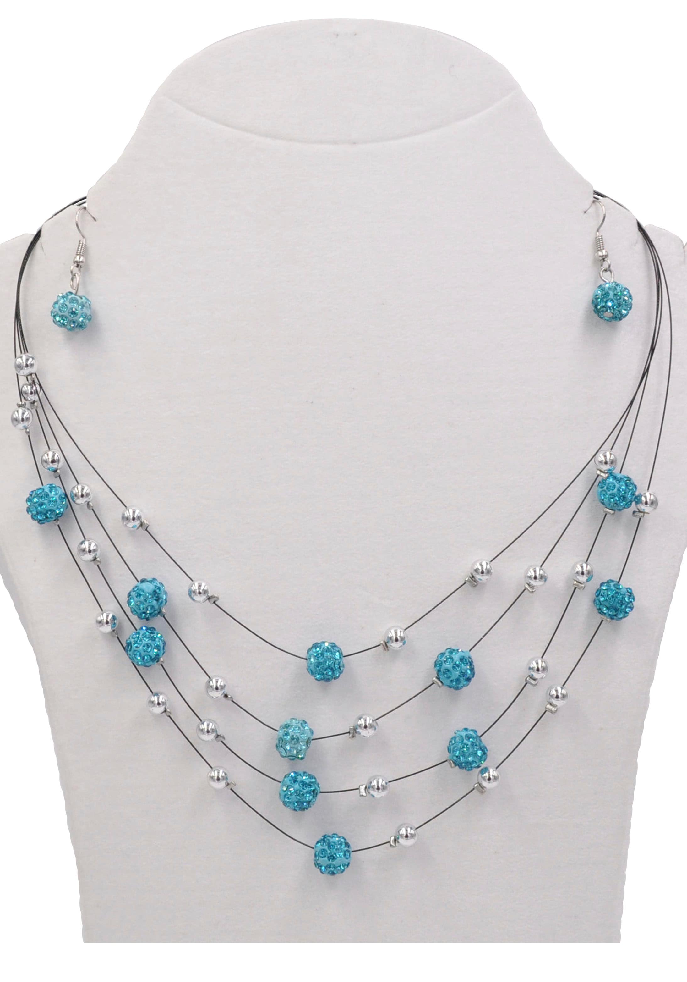Firetti Ohrring und Ketten Set »Blue Crystal« (Set, 3 Stk. tlg.)  mit Glasstein