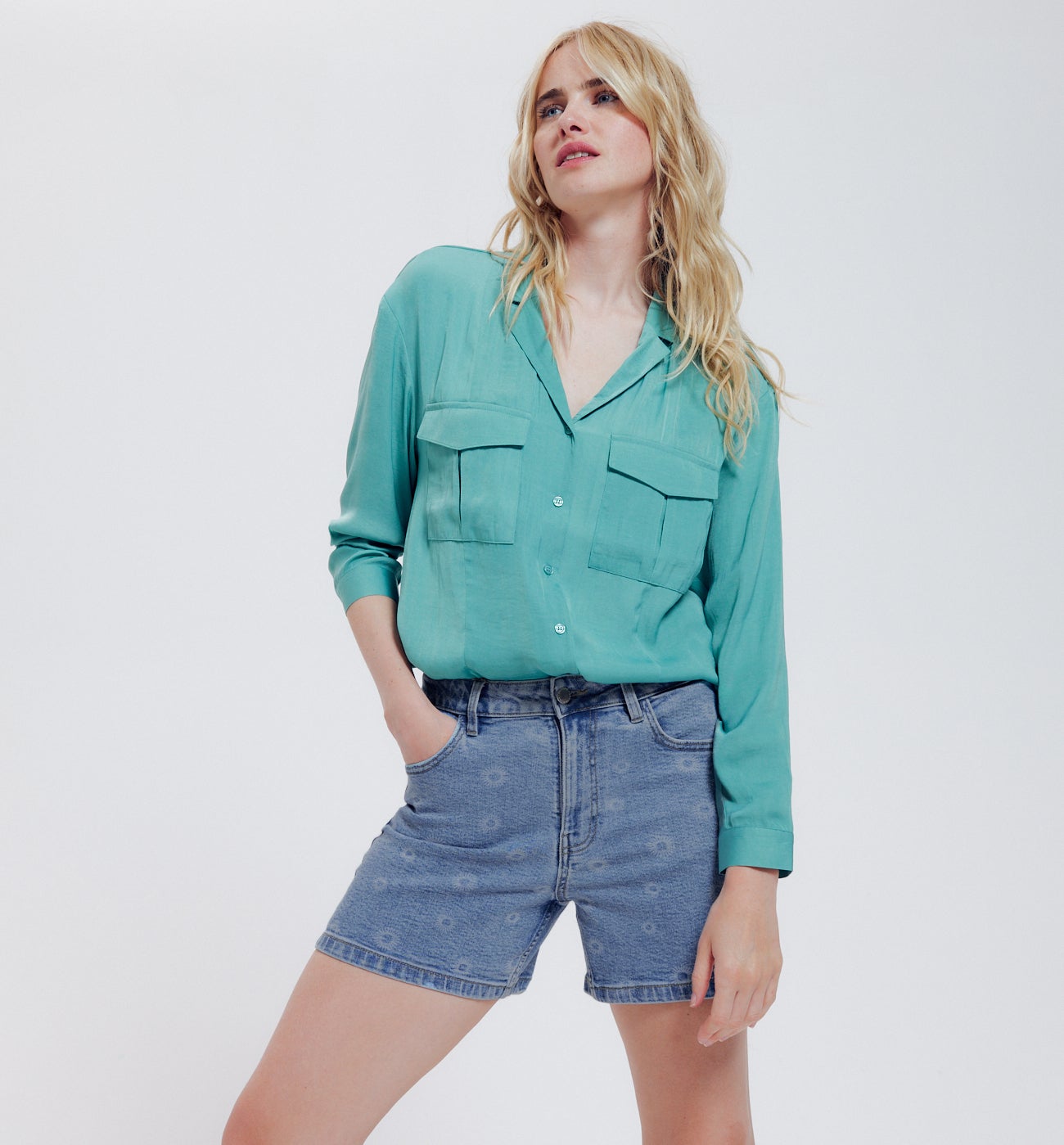 Short en jean délavé Femme - Jean brut