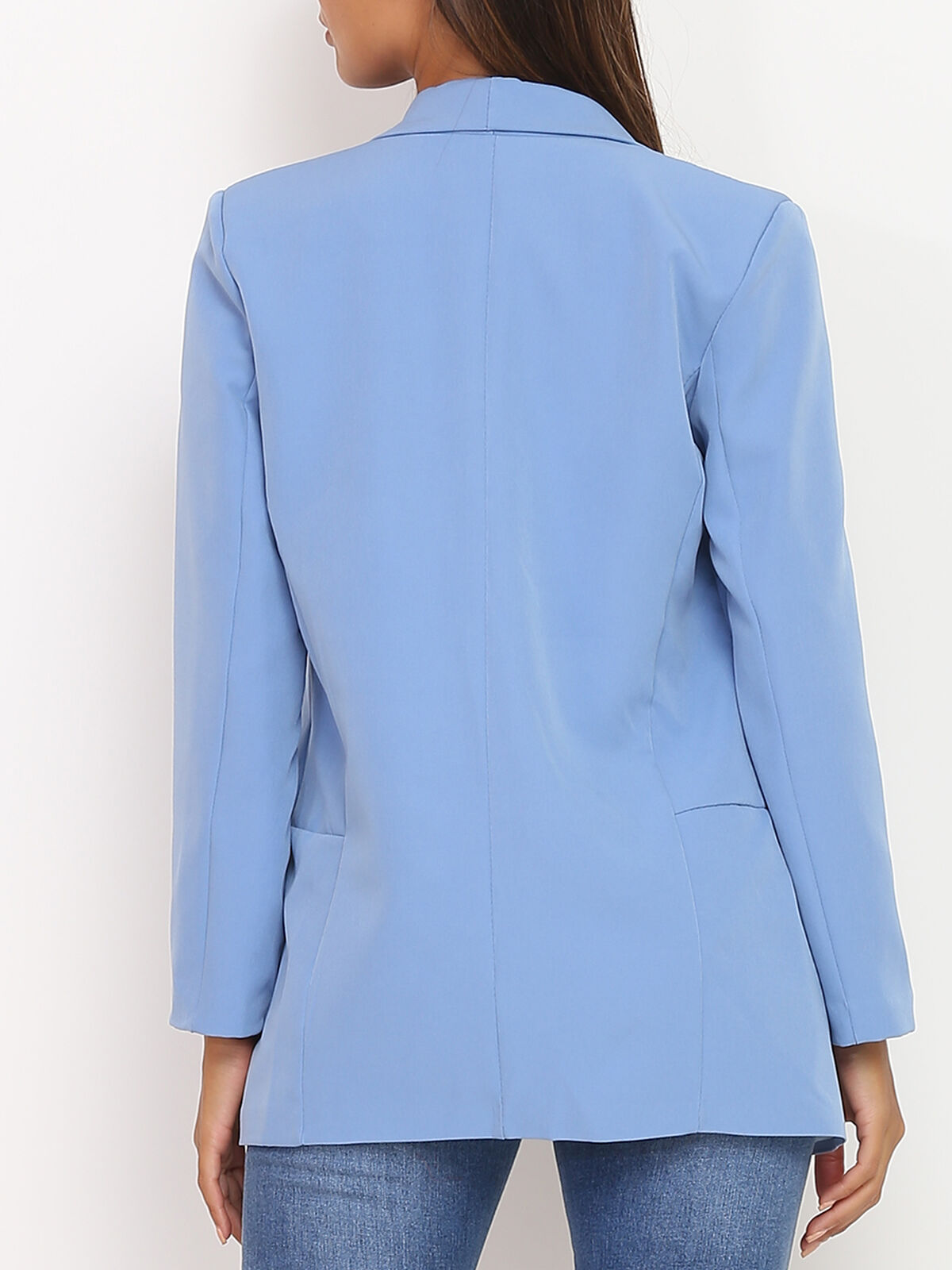 Blazer à col châle- Bleu clair