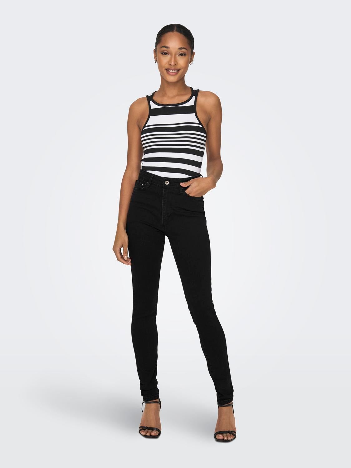 ONLICONIC Hohe Taille Skinny Fit Jeans Black Denim