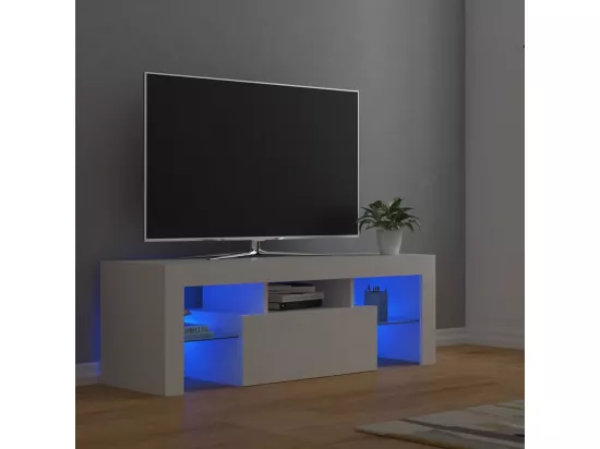 Meuble TV avec lumières LED Blanc 120x35x40 cm