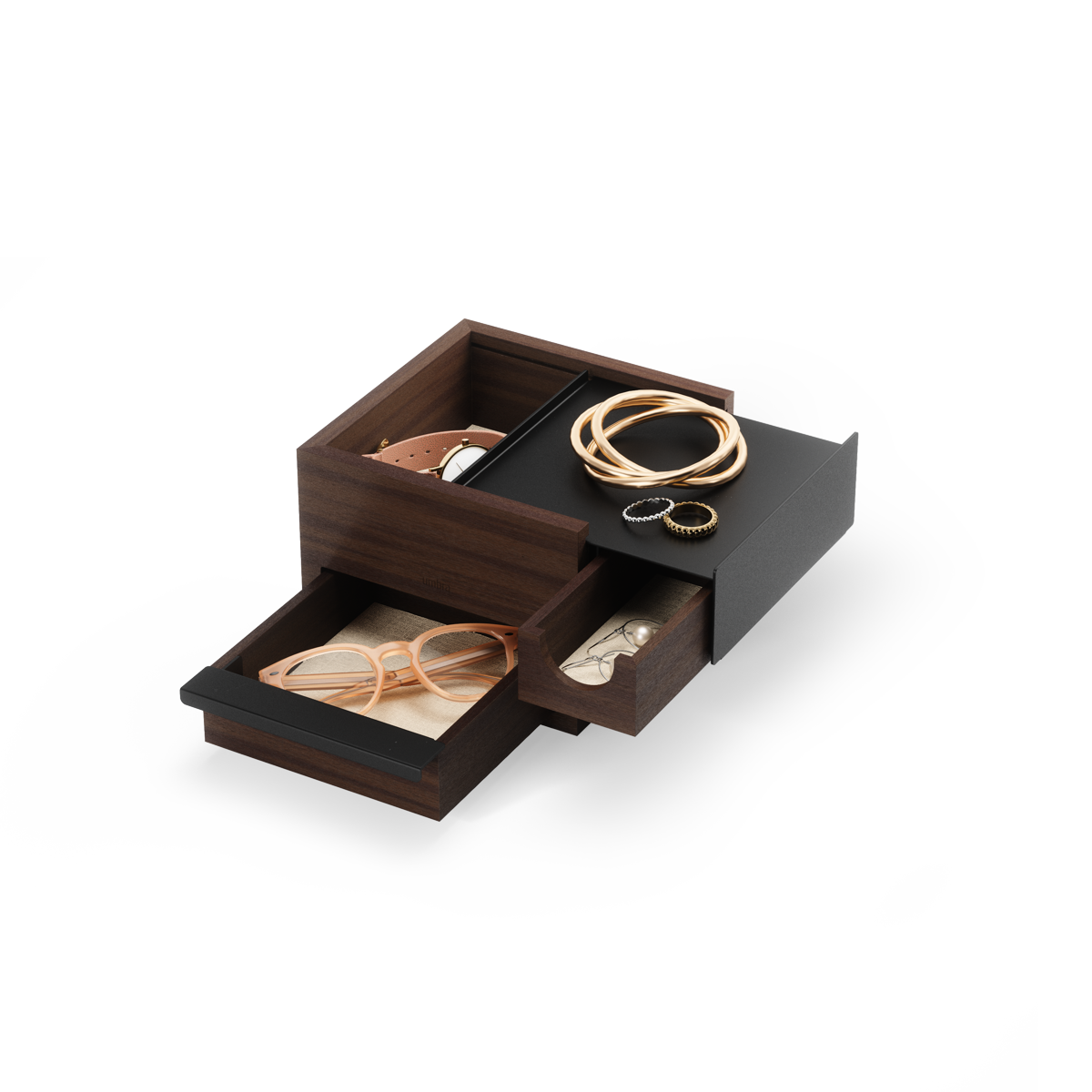 Juwelenbox Stowit zwart walnoot hout S