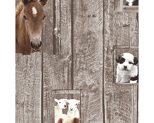 Vliesbehang 35842-2 Little Stars houtbruin paard