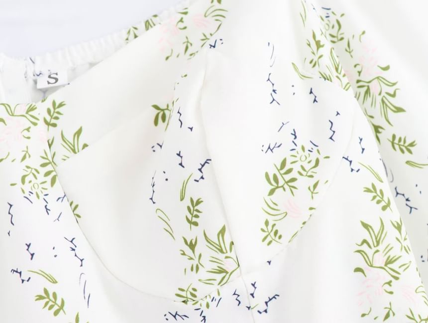Cumulys - Maxi A-lijn jurk met lange mouwen, vierkante hals en bloemenprint