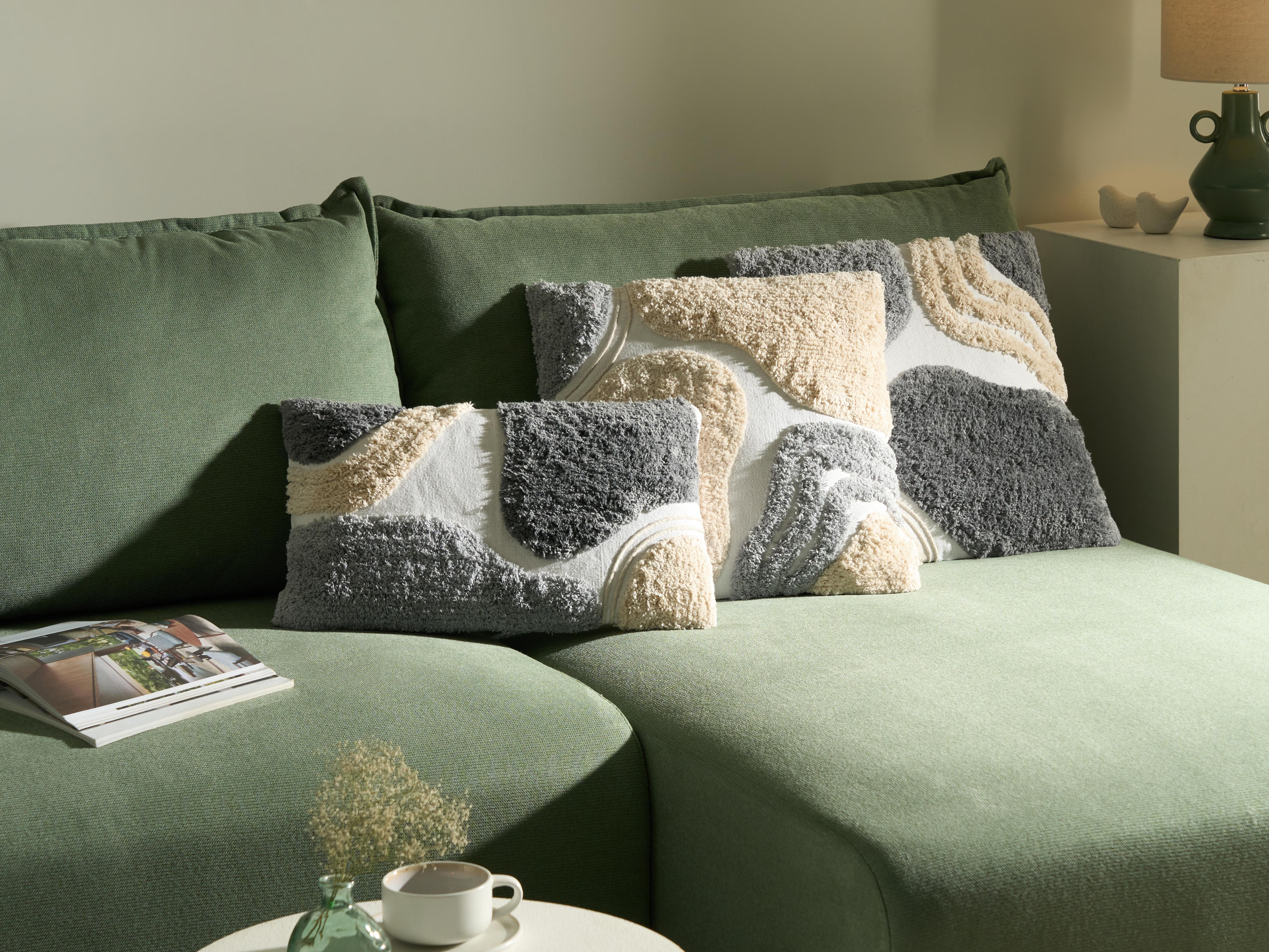 Set van 3 sierkussens ALSTONIA Katoen 30 x 50 cm 45 x 45 cm Grijs abstract patroon