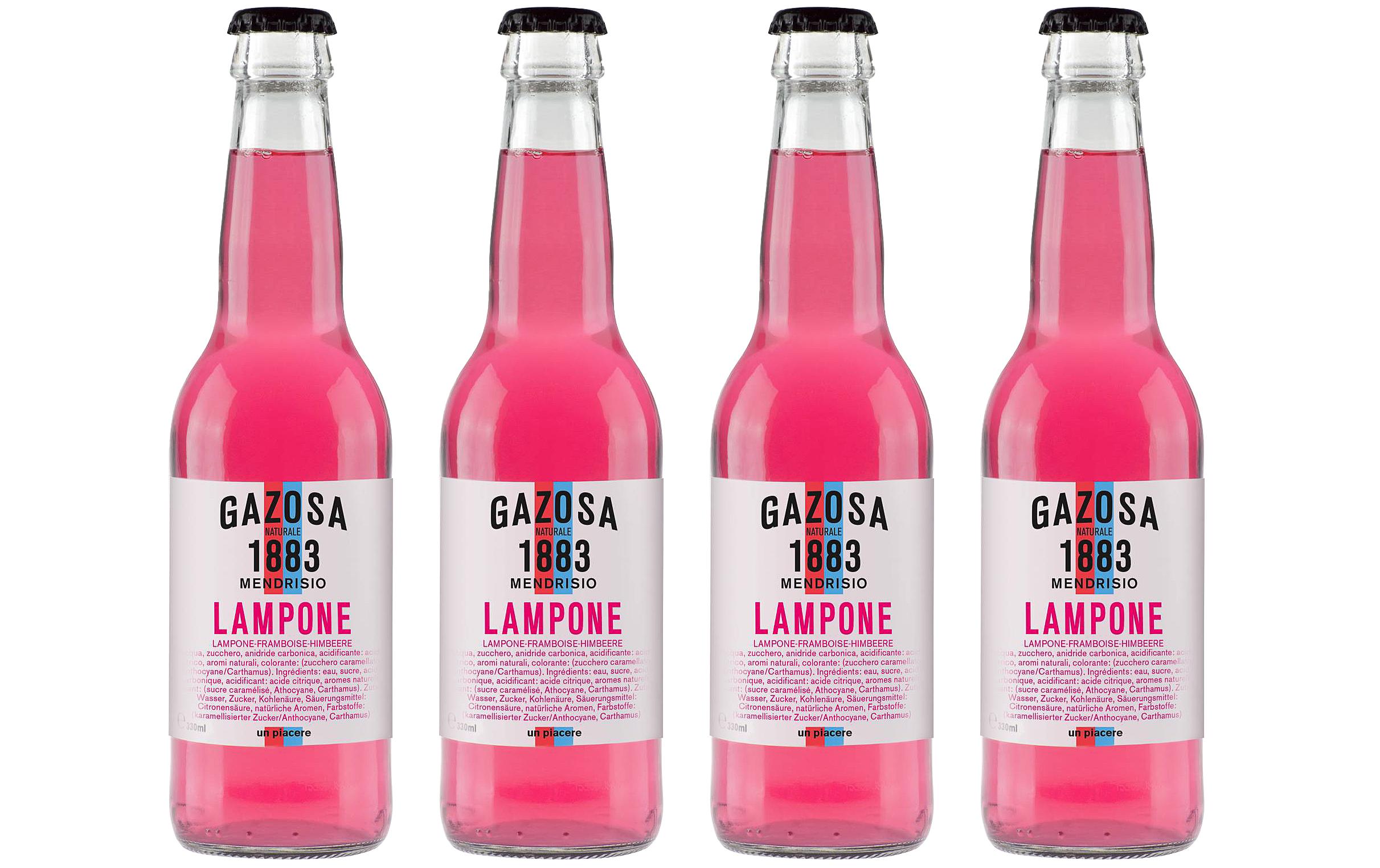 Soft-Drinks Lampone Himbeere 4 x 330 mlPrickelndes Erfrischungsgetränk mit Himbeeraroma