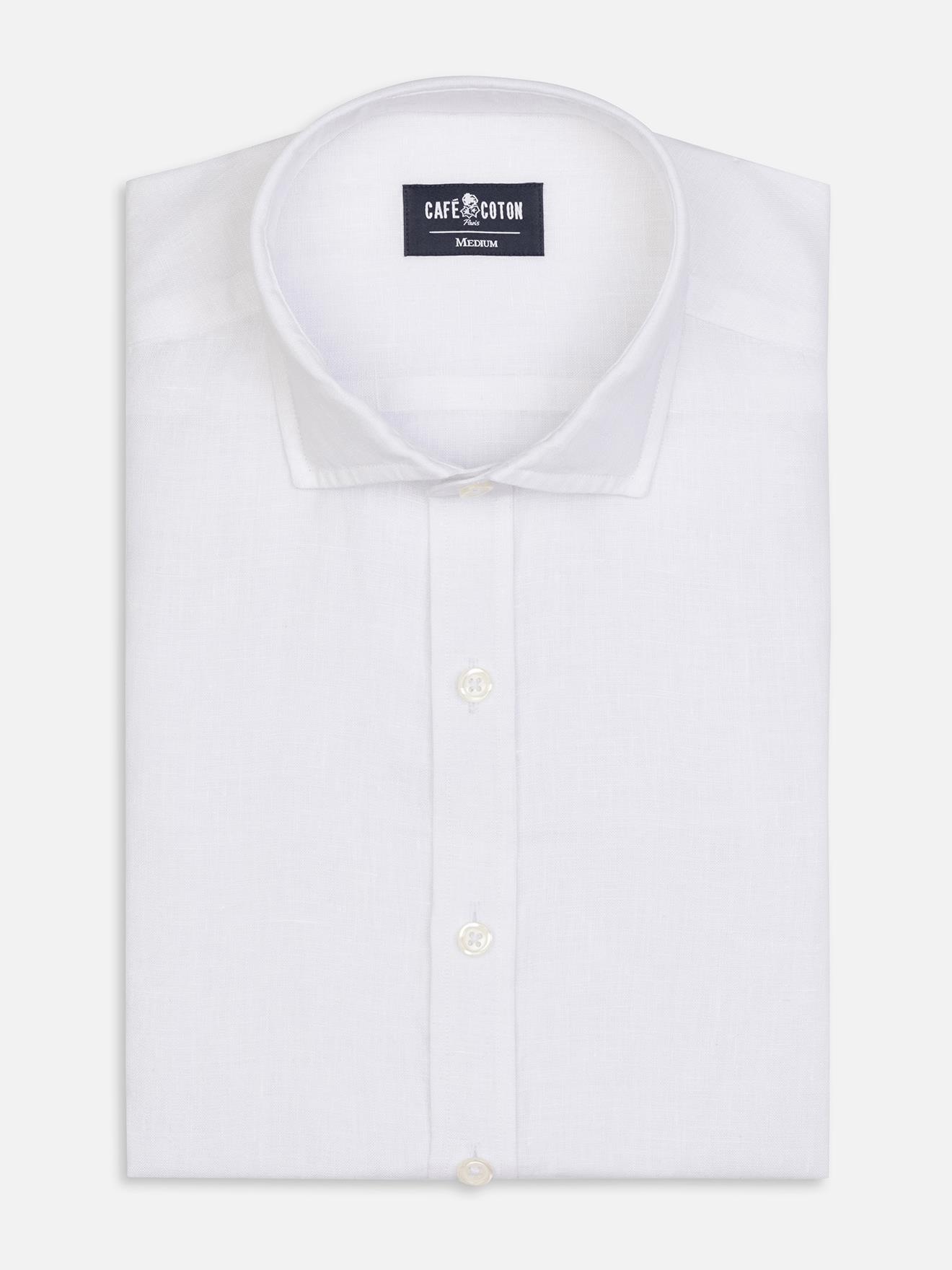 Chemise cintrée Olaf en lin blanc