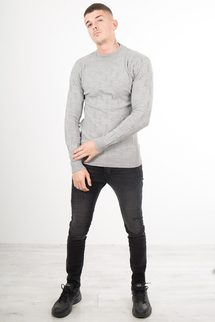 Pull fin en maille gris