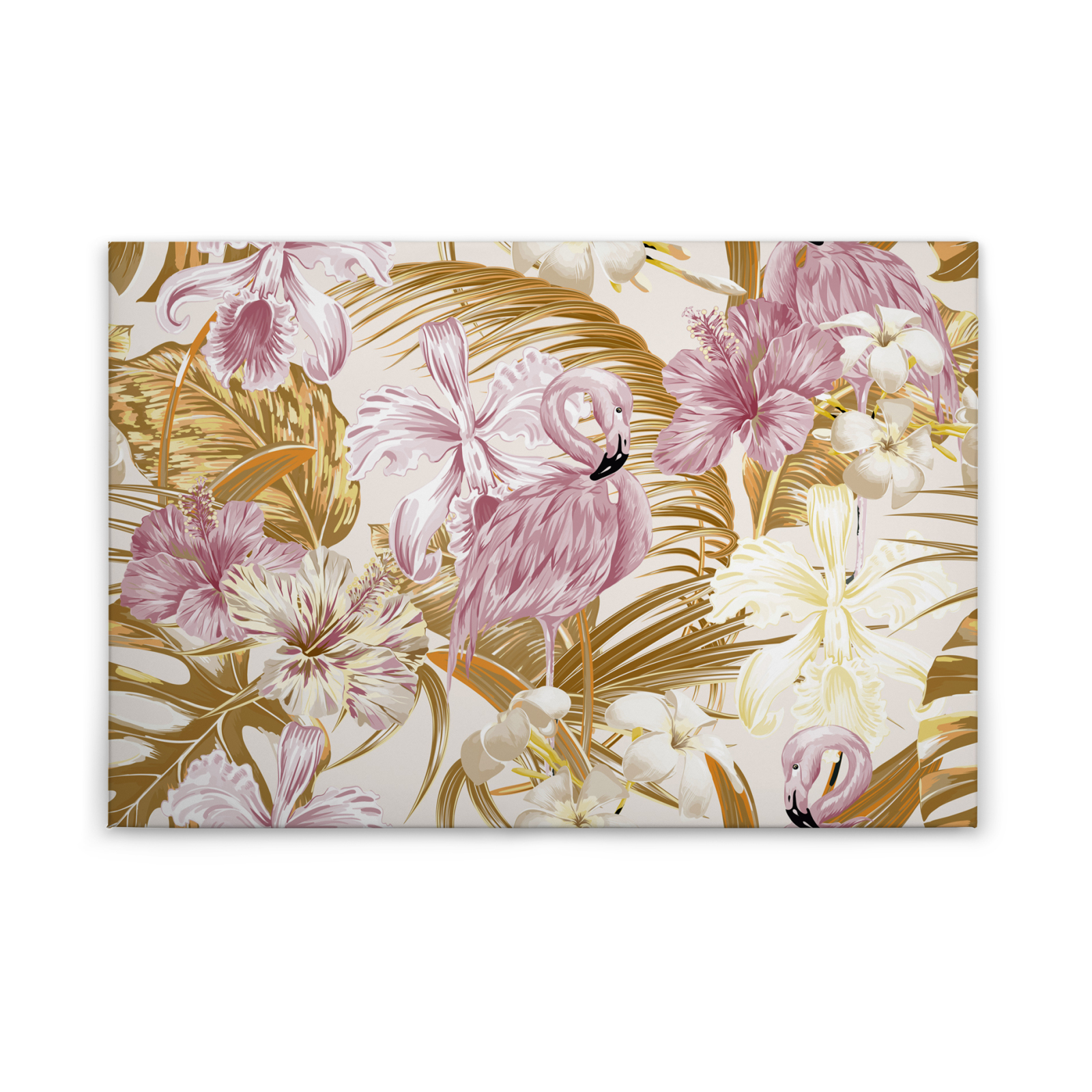 Leinwandbild FLAMINGO - rosa-gelb - 90x60 cm