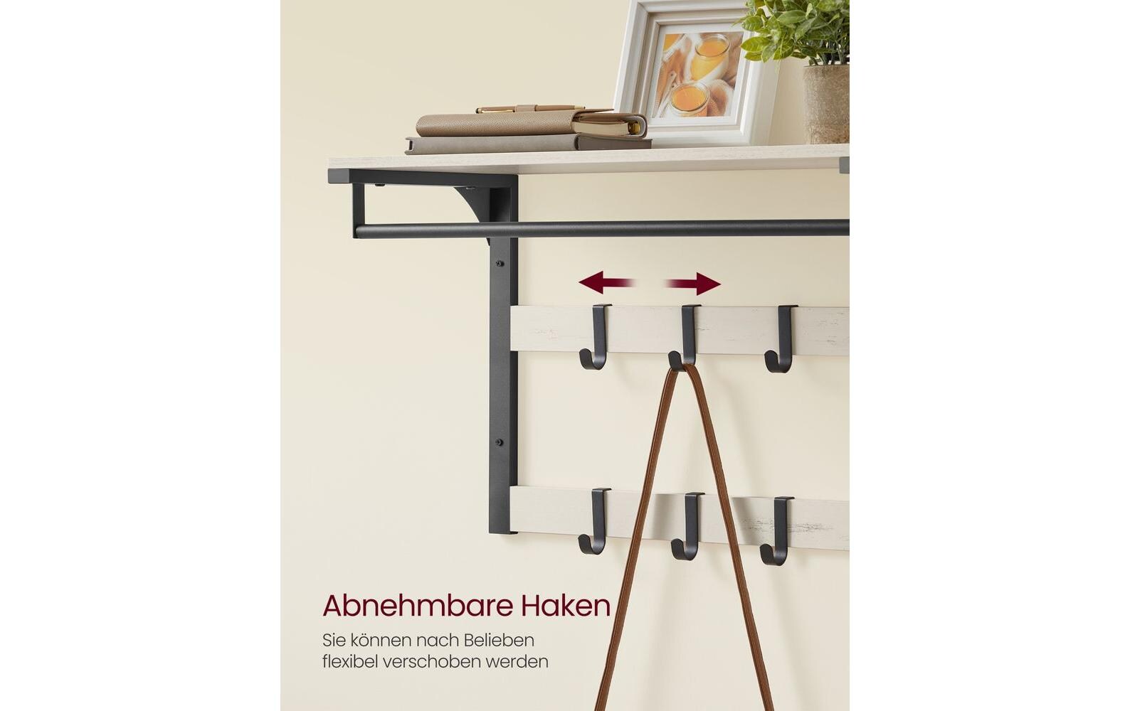 Wandgarderobe 10 Haken 65 cm x 42 cm, Schwarz/WeissGarderobe mit Ablage