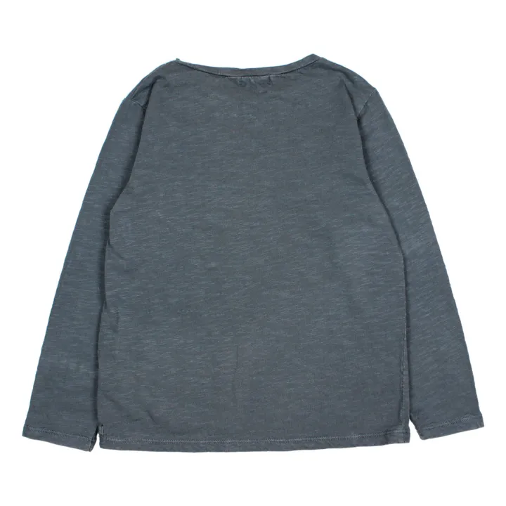 Búho T-Shirt Coton Bio Flammé Poche | Bleu nuit