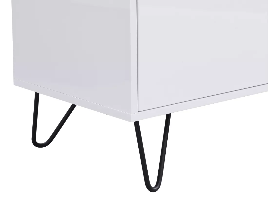 Meuble TV avec 2 portes en MDF et acier - Blanc et Noir - ABUJA de Pascal Morabito