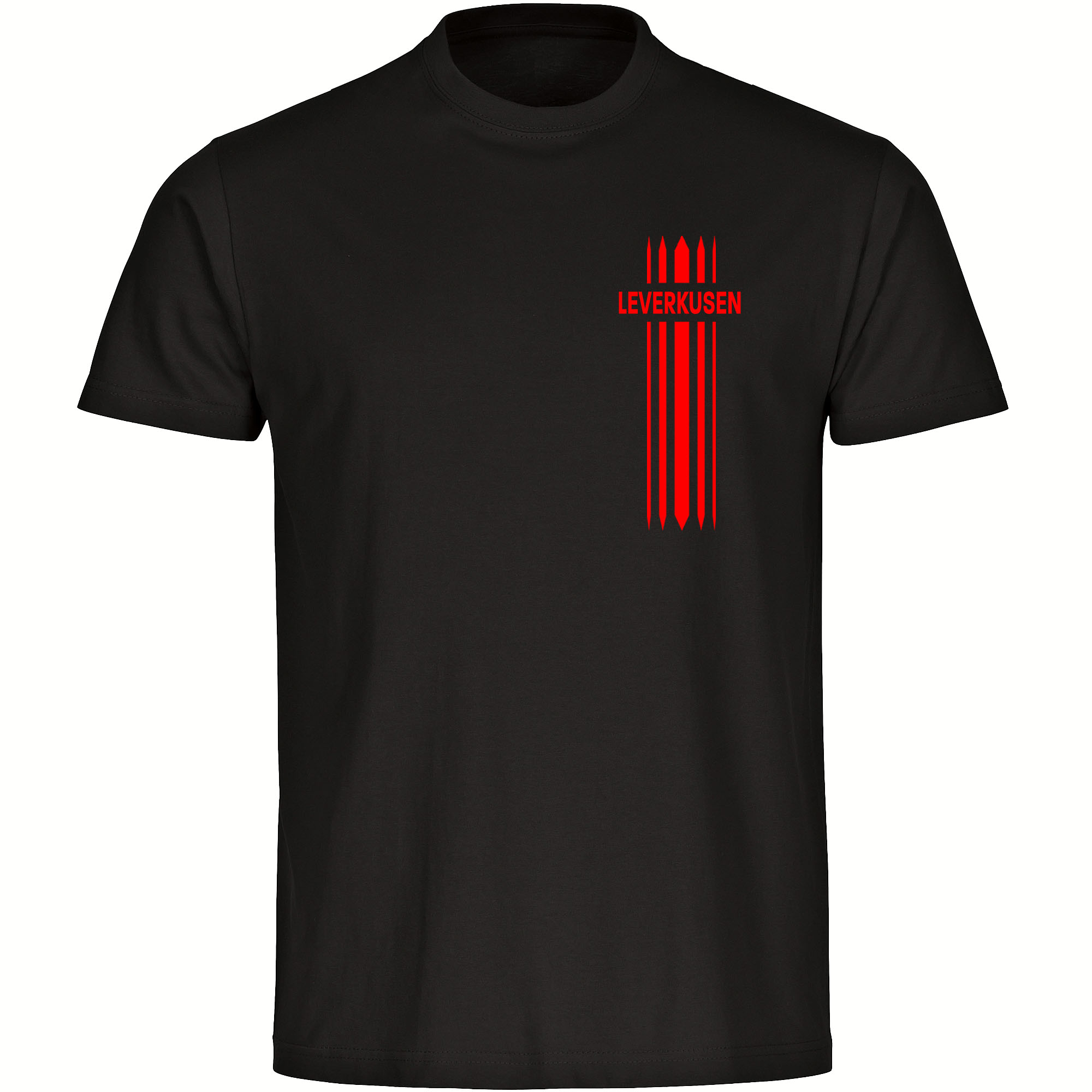 multifanshop® Herren T-Shirt - Leverkusen - Streifen - Druck rot