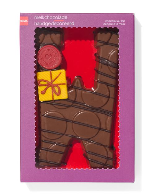 lettre W en chocolat au lait décorée à la main 200g